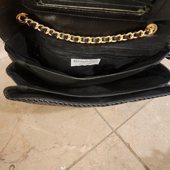 VTG Whiting & Davis Black Liquid‎ Metal Mesh Bag Gold Chain 70s - Picture 7 of 11